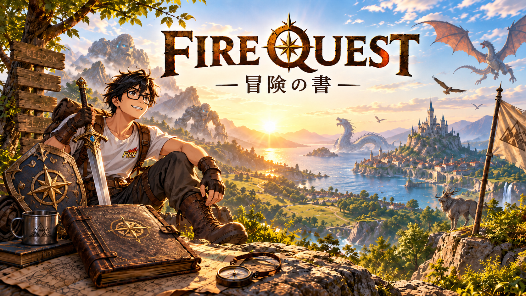FIRE QUEST。冒険の書の世界観を描いたサムネイル