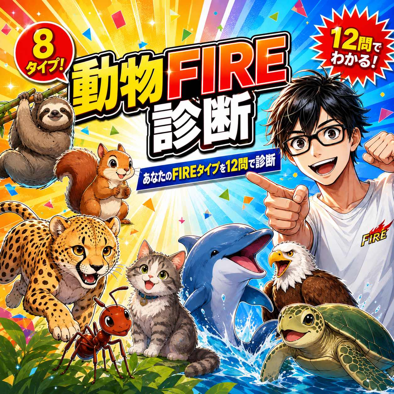 動物FIRE診断。12問でFIREタイプがわかるイラスト