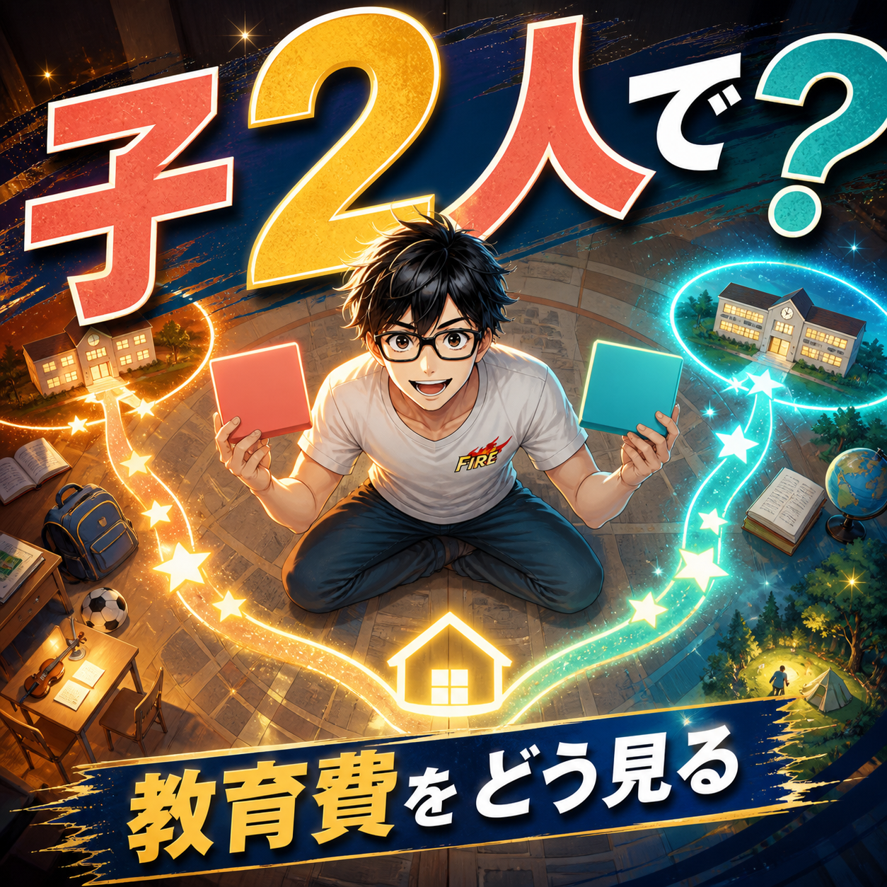 子供2人でFIREはどれくらい厳しい？教育費を踏まえて考えるのサムネイル