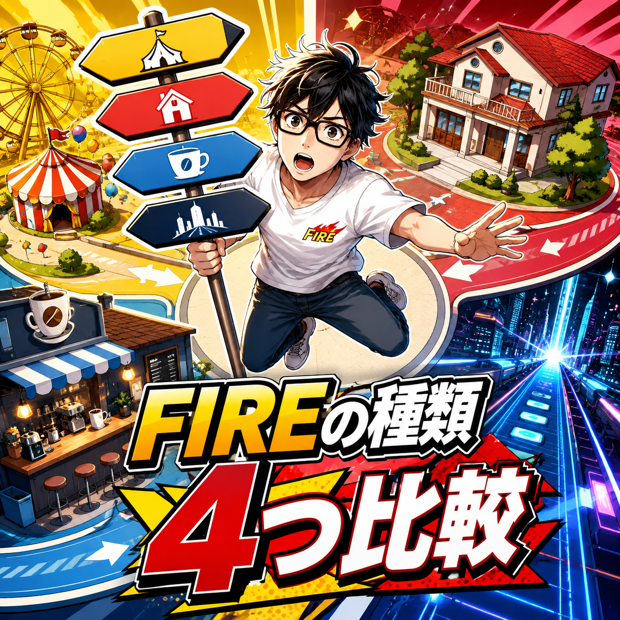 FIREの種類を4つ比較｜Lean・Fat・Barista・Coast FIREの違いのサムネイル