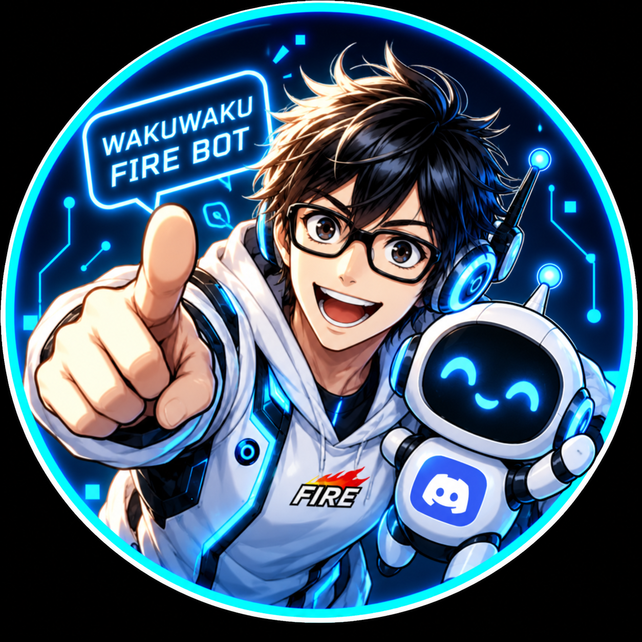 ワクワクFIRE BOTと仲間のイラスト