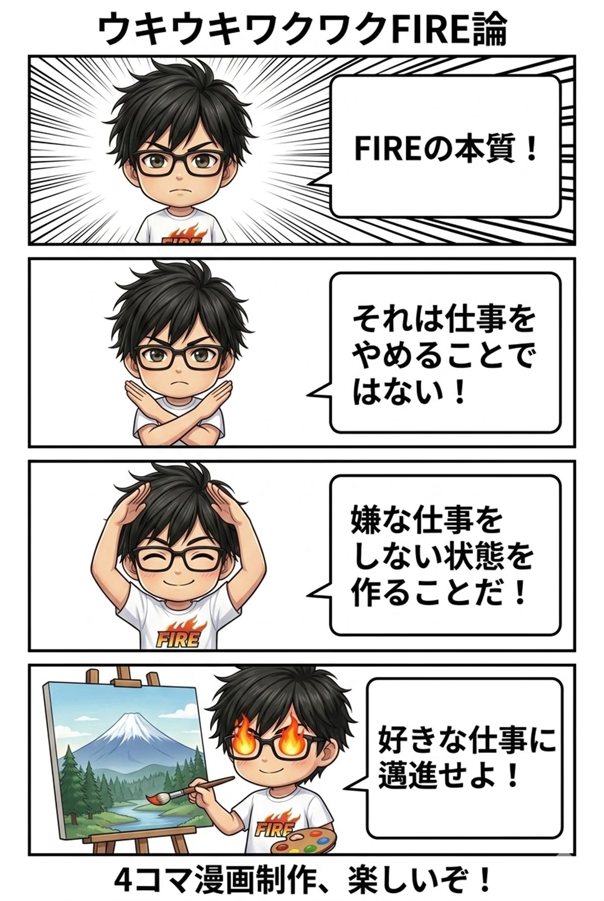 FIREを嫌なことをしない選択肢として考える4コマ漫画