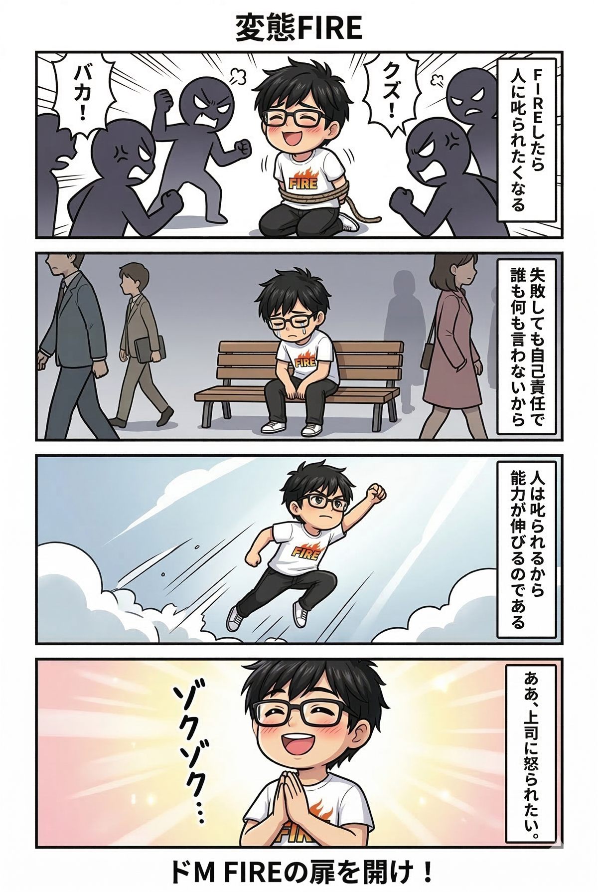 周りに変わっていると言われながら自分のFIRE道を進む4コマ漫画