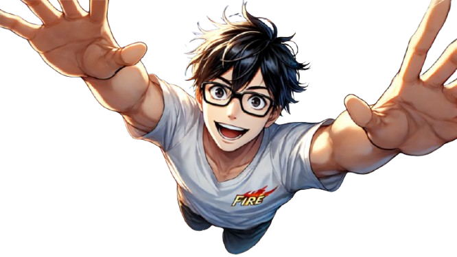 笑顔で手を振るワクワクFIREのキャラクター