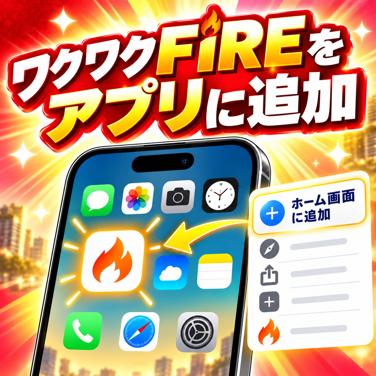 ワクワクFIREをアプリに追加する方法を案内する画像